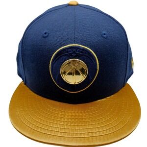 New Era Washington Wizards NBA Snapback Hat Navy Blue Gold Metallic Logo Cap